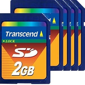 Transcend 2 GB SD Flash Memory Card (TS2GSDC) pack of 5