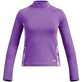 Under Armour - Girls Print Panel Long Sleeve Mock Top, Color Lavish (526), Size: Large