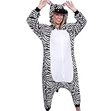 Silver Lilly Unisex Adult Pajamas - Plush One Piece Cosplay Zebra Animal Costume