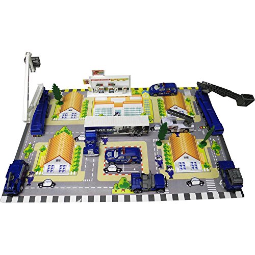 Die Cast “City Police Force” Vehicle and Town Set with 40 Unique Police Cars and Scenic Pieces along with City Scene Play Mat, Tons of Fun, Great for Kids by Dimple