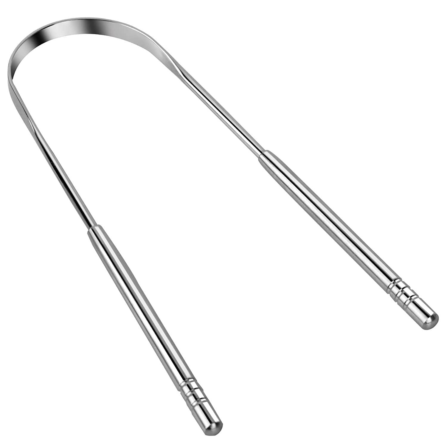 INF Tongue cleaner stainless steel, U-shaped tongue scraper against bad breath, silver, 1 x tongue scraper