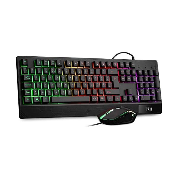 Rii Gaming Keyboard and Mouse,RGB Light Up Keyboard and Mouse Set for PS4,Xbox for Gaming ,Working-UK Layout