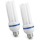 SZRKRLA 2Pack CFL Compact Fluorescent Light Bulb, 4U 65W E39 Mogul Base Bulb, Incandescent 300W Equivalent, for Backyard Garage Outdoor Light, Quad Tube Daylight Bulb