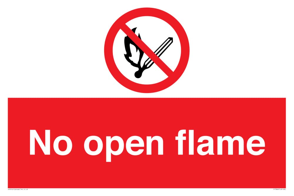 No open flame Sign - 600x400mm - A2L
