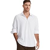 Demofair Men's Dress Knitted Shirts Stretch Wrinkle Free Button Down Shirts Long Sleeve Business Casual Shirts Mens