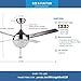 RainierLight Modern Crystal Ceiling Fan Lamp LED 3 Changing Light 4 Stainless Steel Blades with Remote Control for Living Room/Bedroom 44-Inch/Quiet/Decoration