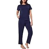 Ryfox Viscose from Bamboo Pajama Set for Women Cooling Short Sleeve PJs with Pants & Pockets 2-Piece Lounge Sleepwear