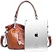 Heshe Leather Shoulder Handbags for Womens Designer Satchel Ladies Purses Totes Work Bag Top-handle Bags Crossbody Bag (W021-Sorrel)