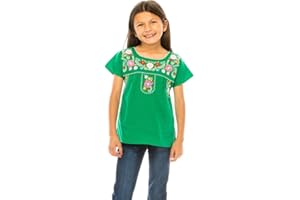 unik Traditional Puebla Mexican Youth Girl Embroidered Blouse size 4-14