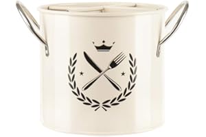 KL P611 Metal Tabelware/Cutlery Caddy/Kitchen Caddy/Carrier/Holder with Handle (Cream)