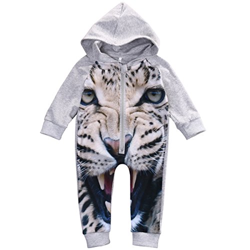 Hooded Jumpsuit Leopard Romper Costume for Baby Girls Boys
