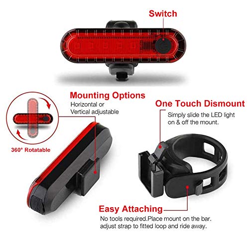 SEANKEI Bicycle Headlight, Solar Bike Front Light Taillight High Bright Mountain Road Cycling Safety Commuter Flashlight with 3 Modes, Waterproof Bike Light