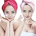 Hairizone Absorbent Microfiber Hair Towel 2 Pack Quick Dry Hair Turban Wraps Twist Hair Drying Towel with Elastic Loop for Kids Girls Women (Pink/ROSEO)