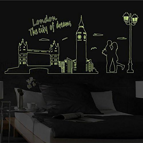 Luxbody(TM) Glow in the Dark Wall Stickers Eiffel Tower Paris London City View Luminous Sticker Fluorescent Wall Art Decals Mural Home Decor