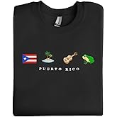 Puerto Rico Embroidery Sweatshirt, Flag, Coquí, Guitar, Island, Palm Tree, Ocean, Latin Salsa Music, Embroidered Puerto Rico Flag Sweatshirt, 4th Of July Sweatshirt, Independence Day Gifts
