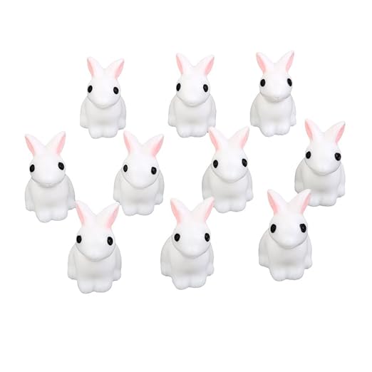Electomania 10 pcs Toy Bonsai Craft Garden Landscape Rabbits Decor (White)