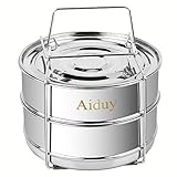 Stackable Steamer Insert Pans for Instant Pot Accessories 6/8 qt, Stainless Steel Food Steamer Baking Lasagna Pans Pot in Pot Accessories, Cook 2 Foods at Once