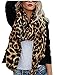 Huiyuzhi Womens Casual Warm Color Block Plaid Blanket Scarf Gorgeous Wrap Shawl (One Size, A-Leopard-black)