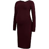Smallshow Women's Long Sleeve Maternity Dress Ruched Pregnancy Clothes