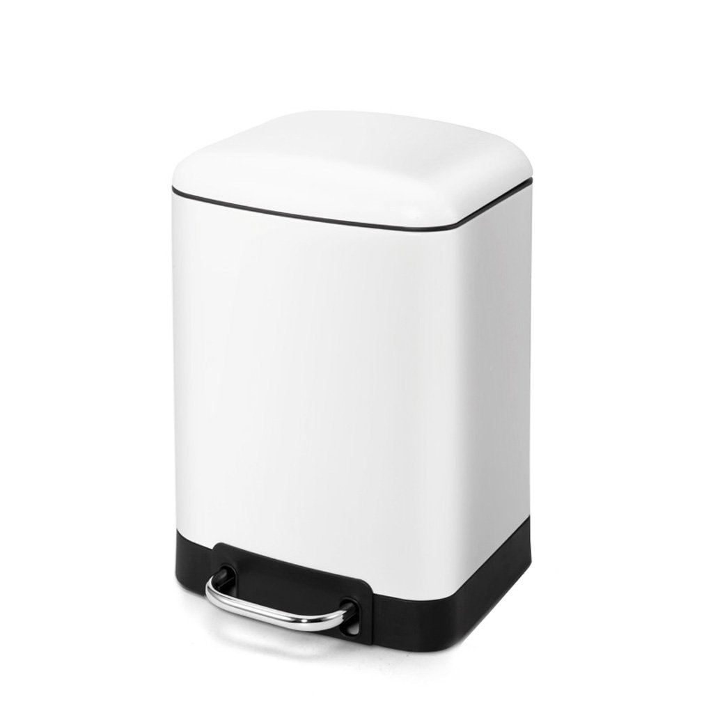 White 6l White 6l B07d1n8161 Color White 6l 現代の台所ごみ箱 クリエイティブなステンレス製のペダルハンドルリビングルームの廃物紙のバケツ フタ付きゴミ箱 新品本物