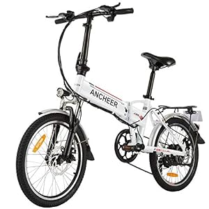 20″ Electric Bicycle, ANCHEER Folding Electric Bike for Adults, Commuter ebike with 250W Motor, Electric foldinng bikes 288Wh Battery—Classic White