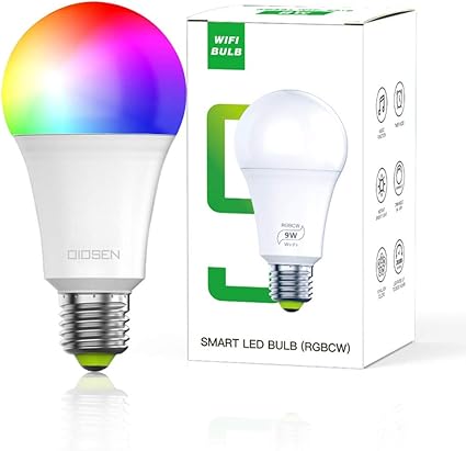Bombilla Foco Inteligente OIOSEN, RGBCW Wi-Fi 9W foco multicolor