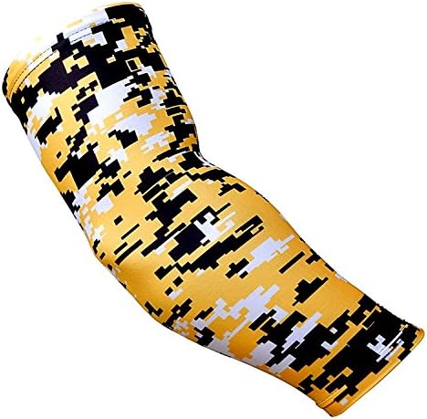 Nexxgen Sports Apparel Moisture Wicking Compression Arm Sleeve (Single) - Men, Women & Youth - 40 Colors - Digital Camo & Elite (Youth Large, Yellow/Black/White)