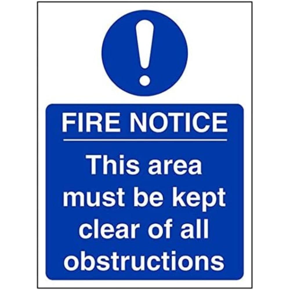 V Safety Eco Friendly Fire Door and Mandatory- this area Must Be Clear of All Obstructions - 150 x 200 mm Safety Sign