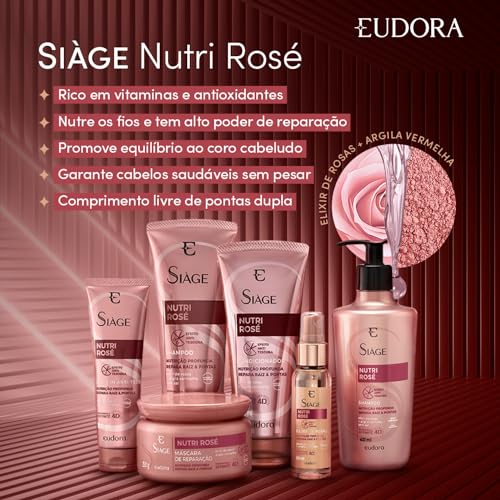 Eudora Kit Siàge Nutri Rose: Shampoo 400ml + Condicionador 400ml + Máscara Capilar 250g