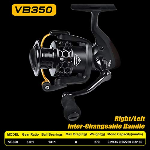 PROBEROS Spinning Reel - Light Smooth Spinning Fishing Reel VB250-VB550 (B)