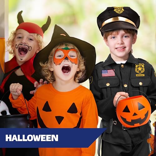 Kangaroo Police Costume for Kids – 12 Pc Black Cop Outfit with Hat, Badge, Handcuffs, Holster & More