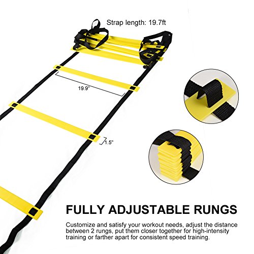 Agility Ladders RUNACC 19.7ft/12 Rungs Durable Sports Exercise Speed Training Ladders for Soccer