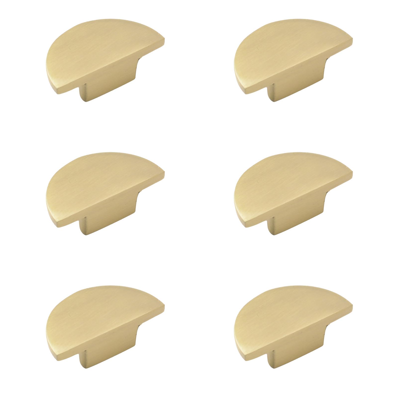 INCREWAY Solid Brass Drawer Pulls, 6PCS Half Moon Drawer Pulls Semicircle Furniture Gold Cabinet Handles Modern Copper Hardware Knobs Decorative Door Knobs
