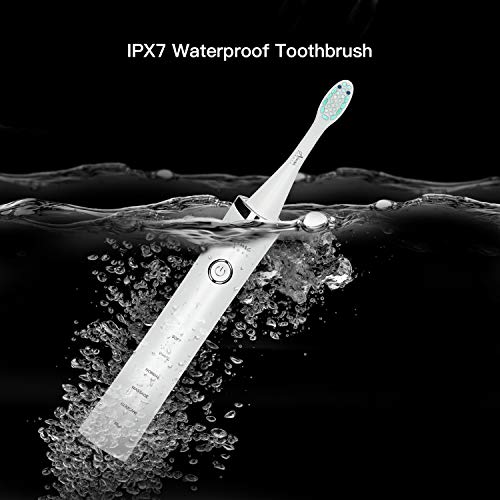Sonic Electric Toothbrush with UV Sanitizer Travel Case，Wireless Rechargeable Sterilizer Powered Tooth Brushes for Adults, 5 Optional Modes, 2 Mins Smart Timer, USB Fast Charging & Replace (White) - Thumbnail 6