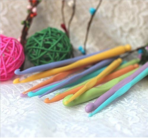 Liangxiang 12 Sizes Multicolor Plastic Handle Crochet Hooks Knitting Needles Knit Craft