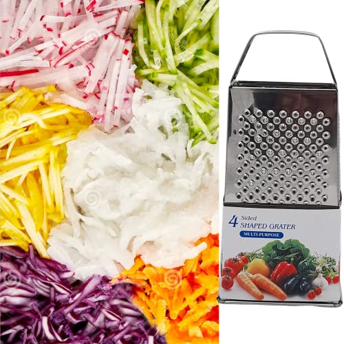 Shaped Grater MultiPurpose, 4 Sided, Professional Box Grater, Stainless Steel with 4 Sides