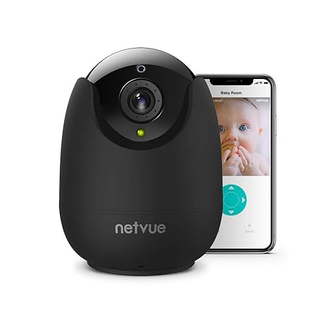 WLAN Kamera, NETVUE Überwachungskamera Innen WLAN Handy IP Kamera Babyphone mit Bewegungserkennungsalarm, Nachtsicht, Zwei-We