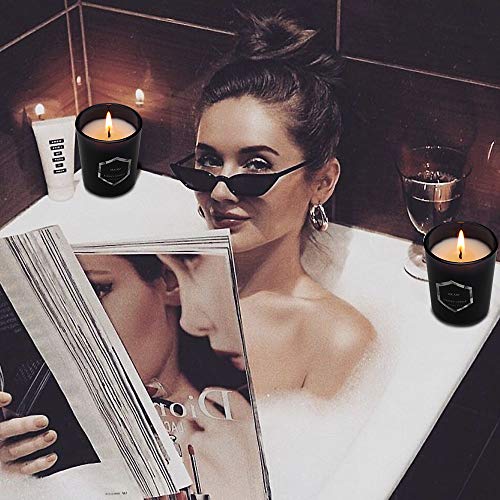 YINUO LIGHT Red Flame Luxury Scented Candles, 6 Pack Black Glass Soy Wax Candle Gift Set for Women Birthday, Anniversary, Valentine's Day