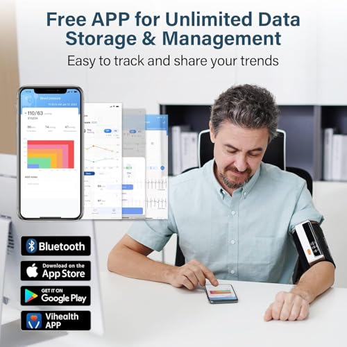 CheckMe Armfit Plus Arm Blood Pressure Monitor with ECG and ECG Report Analysis, Automatic Measurement in 30S, Free APP for Android and iOS, with Multi-User Management and Unlimited Storage