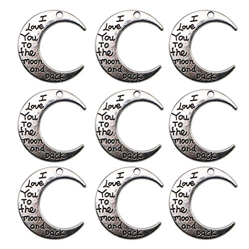 JETEHO 50 Pcs I Love You to The Moon and Back Word Charms Engraved Double Side Message Charms Pendants for Bracelet Jewelry Making - Thumbnail 6