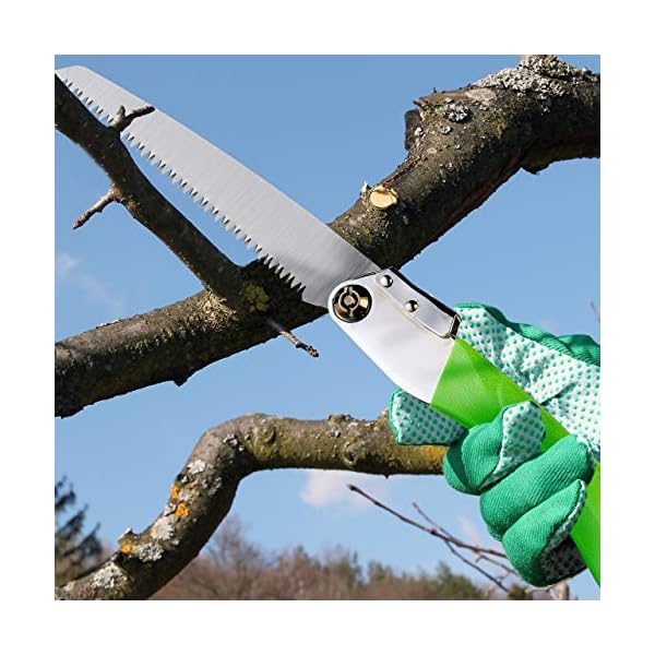 Relaxdays Astsäge, sicher klappbar, Gartensäge, Klappsäge klein, 21 cm Sägeblatt, mit Grobzahnung, Stahl, Silber/grün – Bild 3