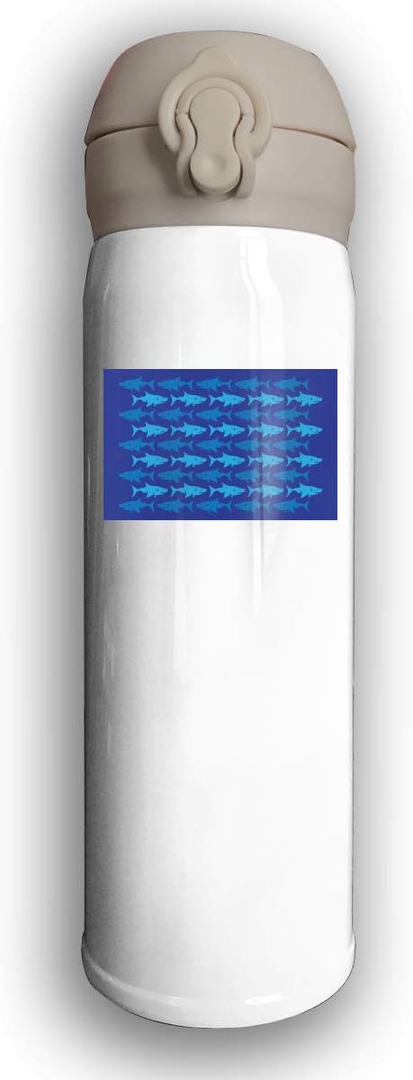 Thermoses Stainless Steel Coffee Mug Shark Pattern Water Coffee Cup for Home Office School Works Car Great for Hot and Cold Drink Free Flip Cap Double Wall - Black