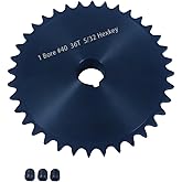 #40 Roller Chain Sprocket 36 Tooth 1" Bore (1/4" Keyway) Black Oxide Rust-Proof with 3 Set Screws for Go-Kart Mini Bike ATV Tractor Conveyor, Hardened 1045 Steel 40BS36-1