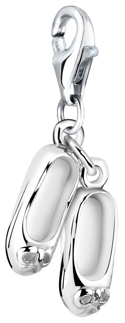 Nenalina Ballerina Shoes Carabiner Charm Pendant for Charm Bracelet 925 Sterling Silver 713123-000, Sterling Silver, No Gemstone