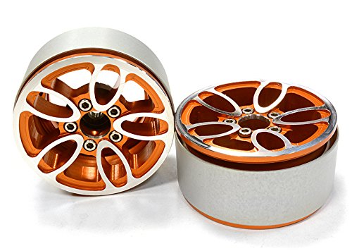 Integy RC Model Hop-ups C26176ORANGE Billet Machined 5 Spoke Type DU Off-Road 1.9 Size Wheel (2) for Scale Crawler