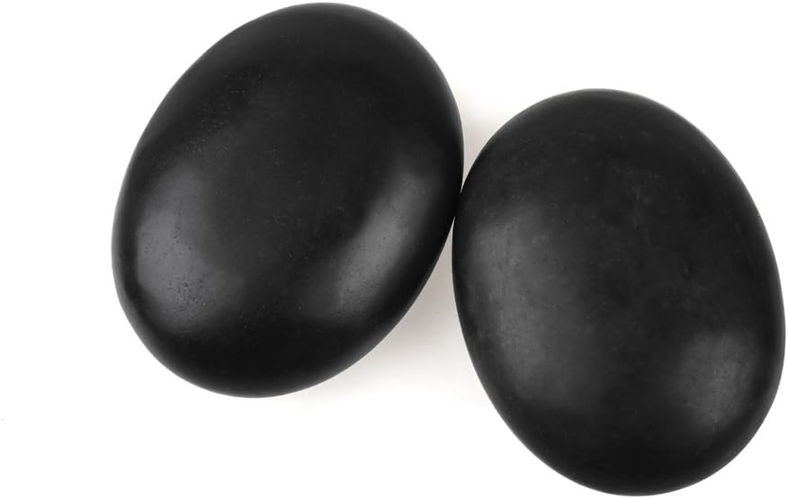 Windfulogo 2Pcs Professional Hot Massage Stones Set Natural Lava Heated Stones Basalt Warmer Rock for Spa Massage Therapy 2.76 x3.54 in(7x9cm)