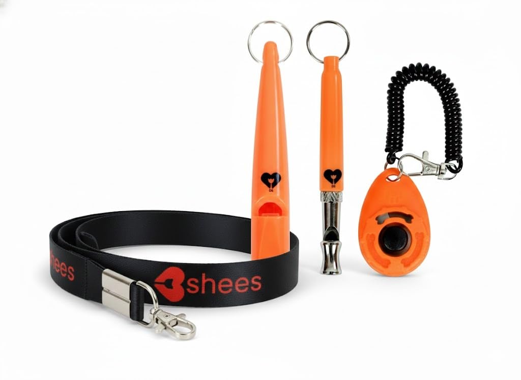 Dshees Dog Whistle and Clicker Training Set | 2-in-1 Silent Ultrasonic Whistle & Loud Pitch Whistle with Lanyard for Puppy and Adult Dog Recall
