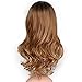 AISI HAIR Long Brown Ombre Wavy Wig Two Tone Curly Big Wavy Wig Heat Resistant Synthetic Honey Blonde Wavy Hair for Women