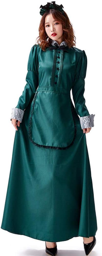 Amazon Co Jp ハロウィン 仮装 洋館メイド ワンピース メイド服 レディース 緑 ロング 長袖 クラシック エプロン 大きいサイズ 吸血鬼 メイド コスプレ コウモリ 神秘 ホラー 衣装 イベント 仮装パーティー 緑 S ホビー