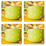 Luxlady Square Coaster Coffee mug on wooden table Vintage effect style pictures IMAGE 34866622 Customized Art Home Kitchen